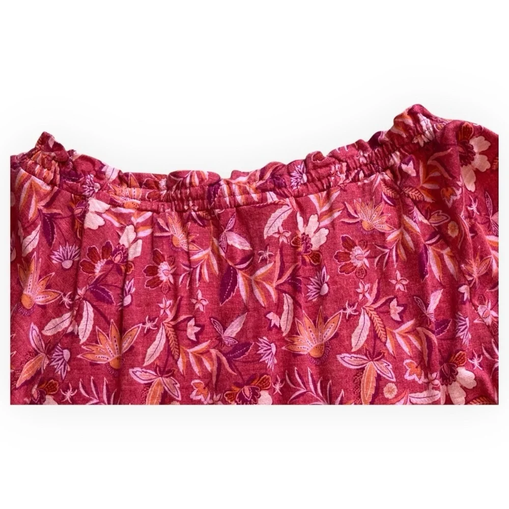 J. Jill Floral Boho Blouse Pink & Red Lightweight Casual Top Sz M - Picture 9 of 12